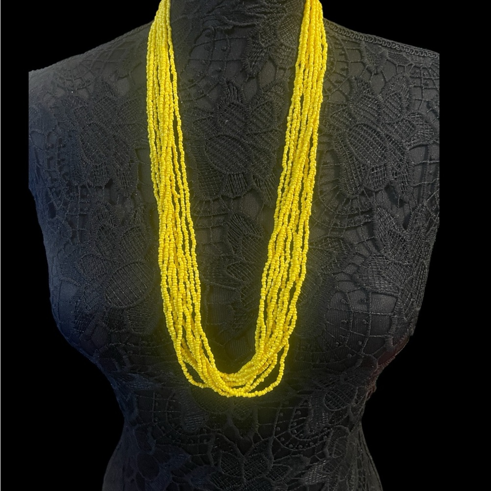 Necklace: Vibrant Yellow Multi-Strand SeeBead